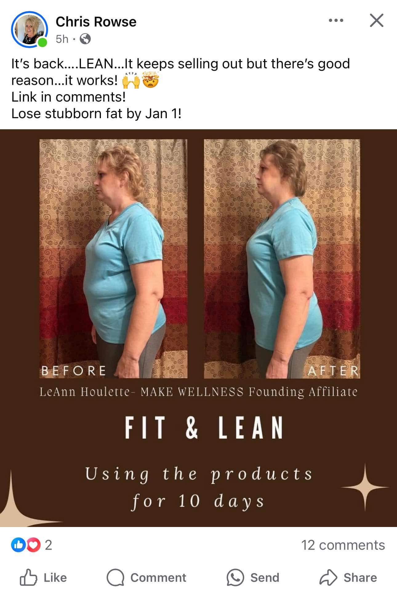 "Testimonial overlay on an image of a toned, fit customer: ‘I finally broke through my plateau thanks to Make Wellness!’"